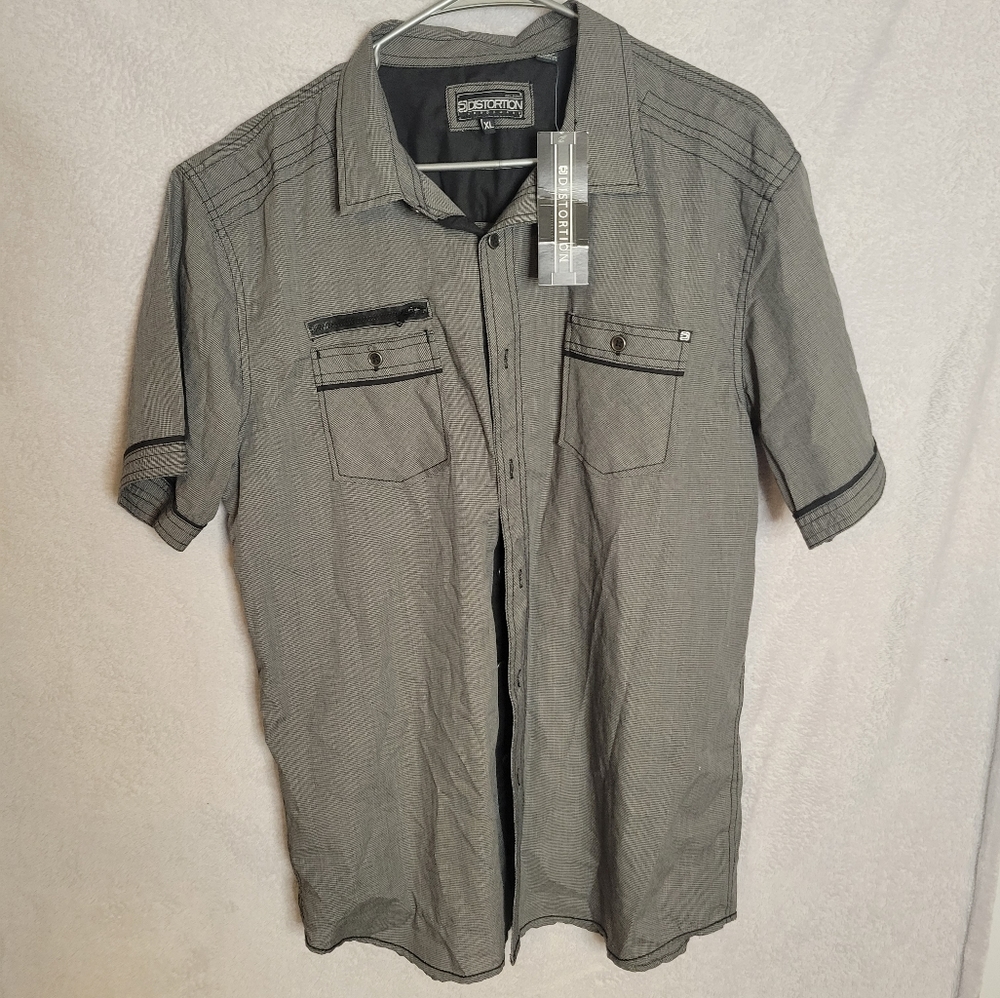 Distortion Men's Button Up Shirt Size XL
